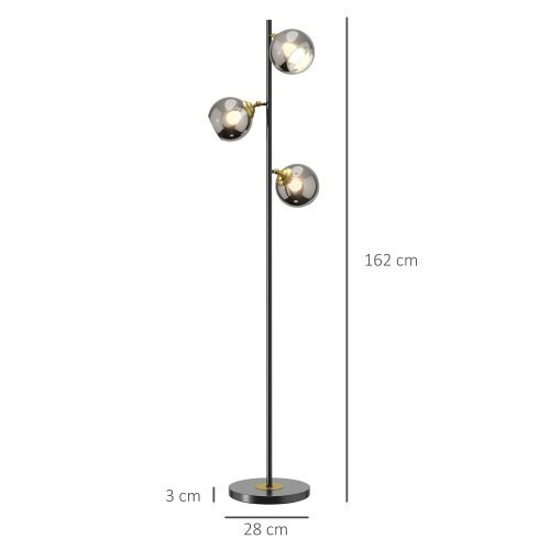 Wyld Haus Kaviro Metal Grey 3 Light Tree Floor Lamp Modern Standing Design 162 cm
