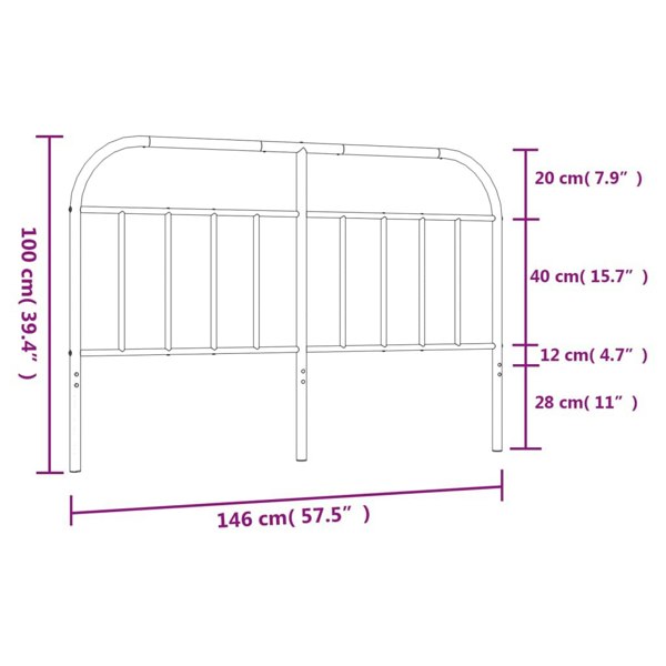 Berkfield Metal Headboard Black 140 cm
