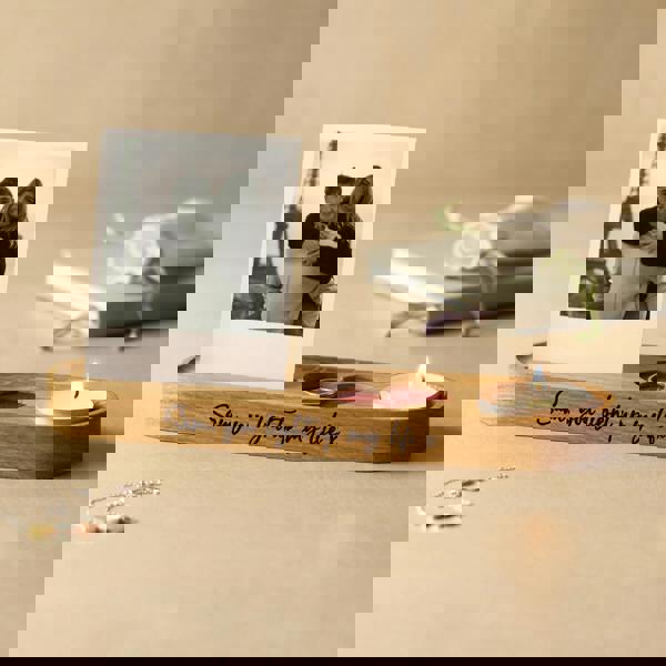 MijMoj Design Personalised Candle And Photo Holder With Heart Shape Keepsake Tray