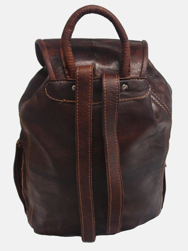 Berber Leather The Larache Large Rucksack in Dark Brown