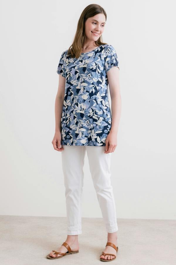 Lily & Me Pier Short Sleeve Jersey Print Tunic Navy