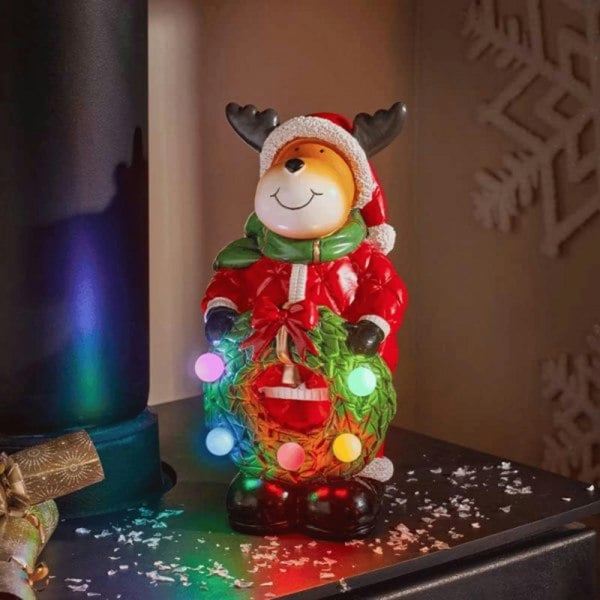 Samuel Alexander 25cm Light up Rudy Rudolph Christmas Hand Painted Decoration with LEDs