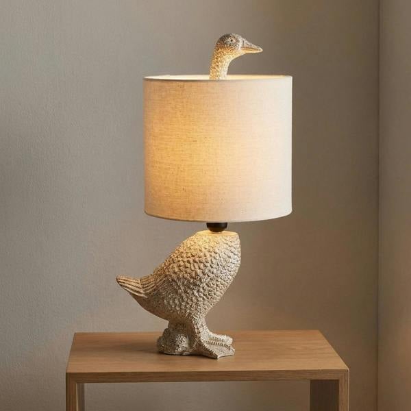 Garden Greatness Wood Effect Resin Goose Table Lamp