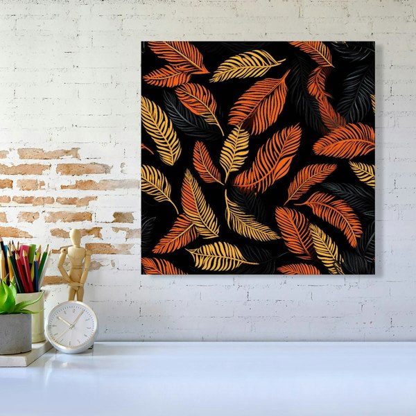 Warren Reed Orange Feather Leaves Canvas