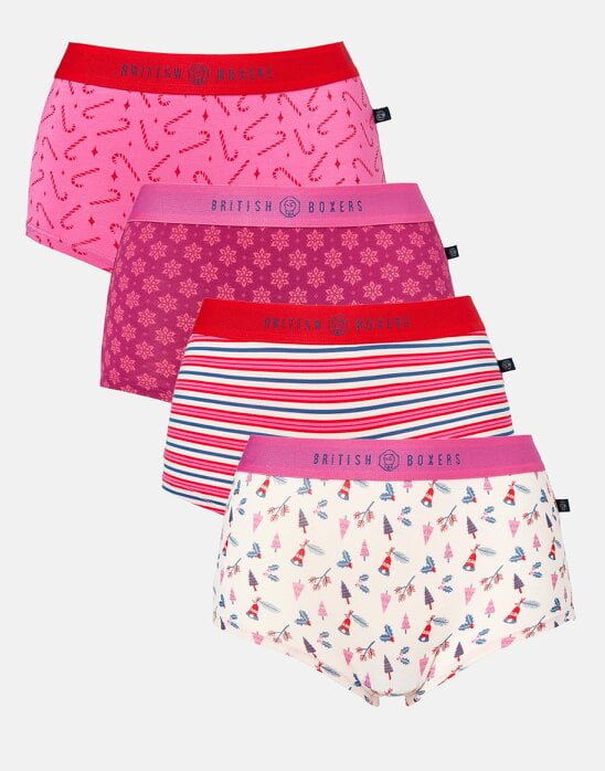 British Boxers Multipack! 4 Pairs of Women's Bamboo Hipster Boxer Briefs – Ding Dong Merrily