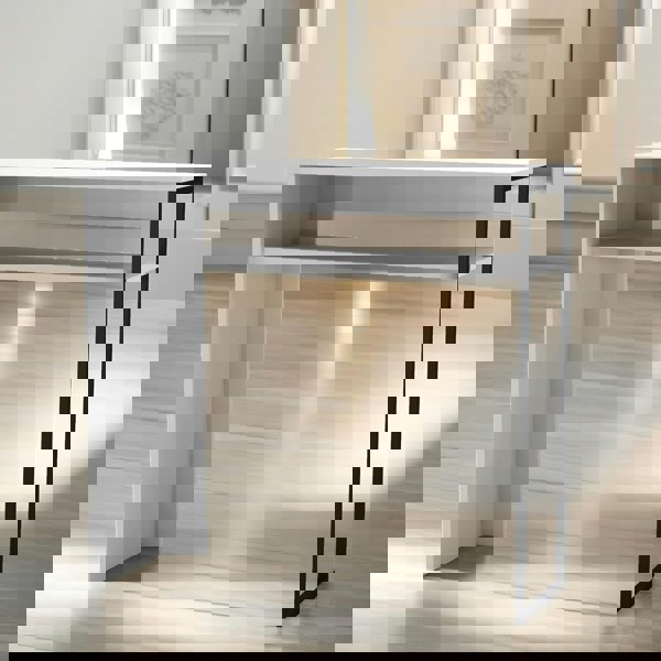 Rafaelo Mobilia 2 Tier Hallway Console Table With Steel Frame White