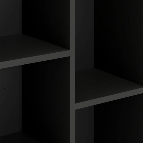 Wyld Haus Vakeri Wood Black 2 Tier Bookcase With 5 Storage Compartments