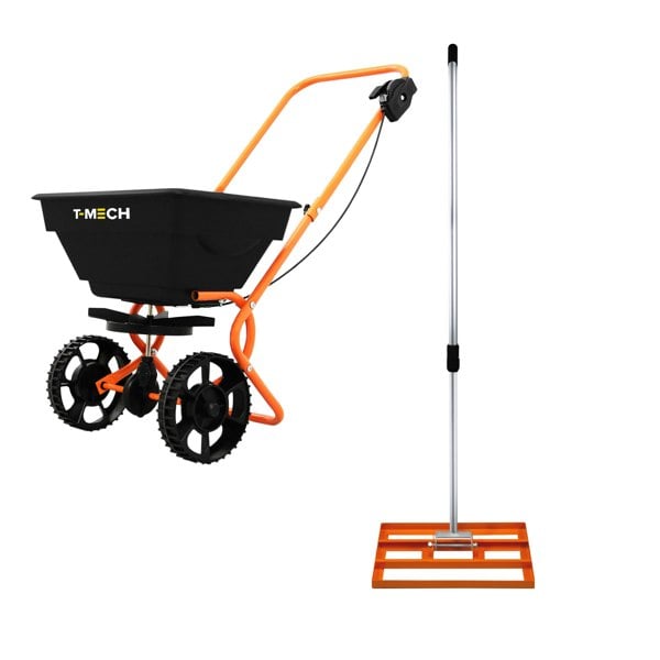 T-mech Rotary Spreader & 50cm Lawn Leveller - Orange