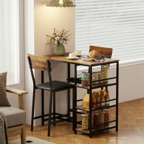 Wyld Haus Vita Wooden Brown And Black 3 Piece Compact Bar Table Set