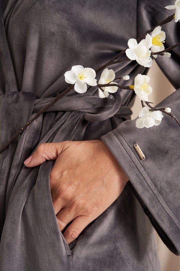 Velour Longline Robe in RavenLoungewear