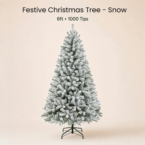 Outdoor Living Festive Christmas 6 FT Snow tipped Full Christmas Tree