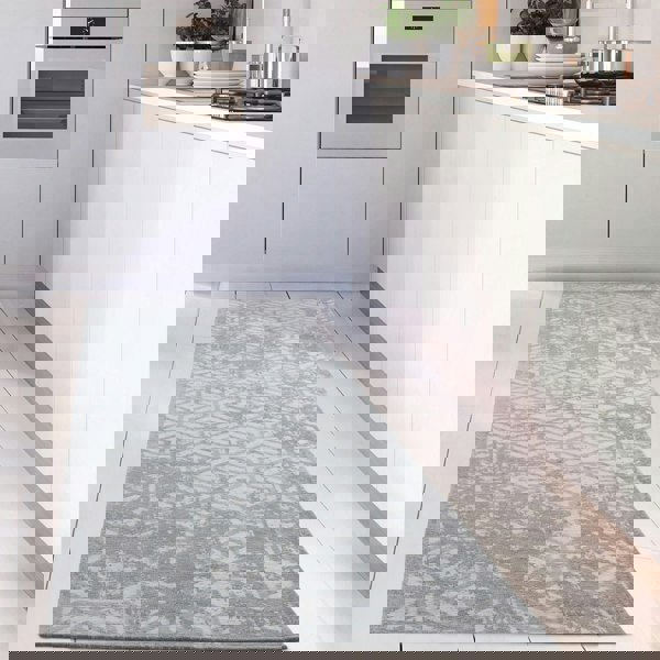 Machine Washable Flatweave Rug Geometric in Grey