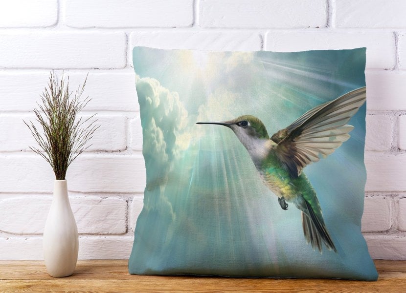 Warren Reed Hummingbird In A Beautiful Sky Cushions