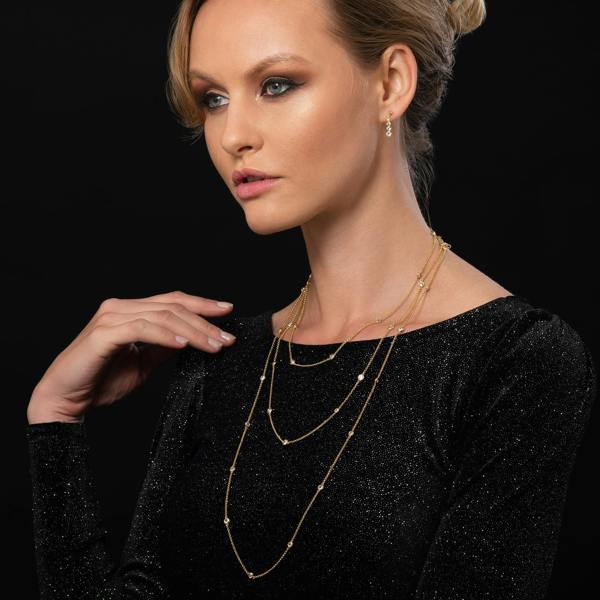 namana Gold Dainty Drop Earrings For Women with 4 Sparkling Cubic Zirconia Stones