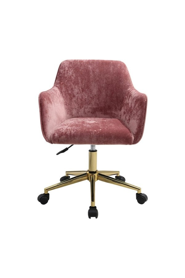 Living and Home Velvet Upholstered Home Office Swivel Chair