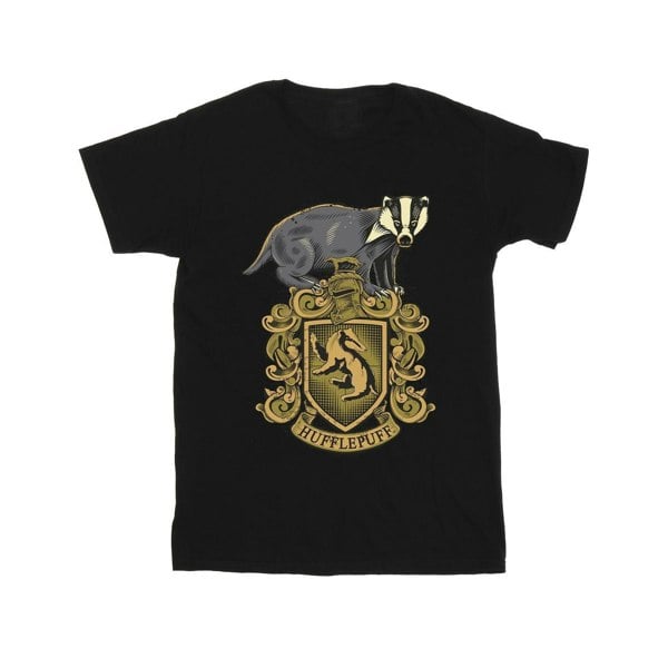 Harry Potter Mens Hufflepuff Sketch Crest T-Shirt - Black