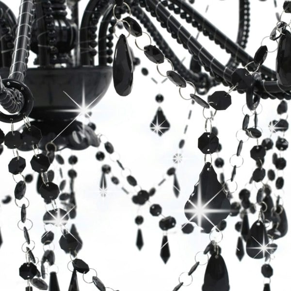 Berkfield Chandelier with Beads Black 8 x E14 Bulbs