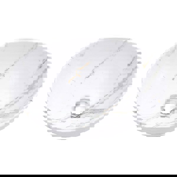 41.5cm W x 13.5cm D White Oval Marble Vessel Bathroom Sink Bathroom Sinks Living and Home