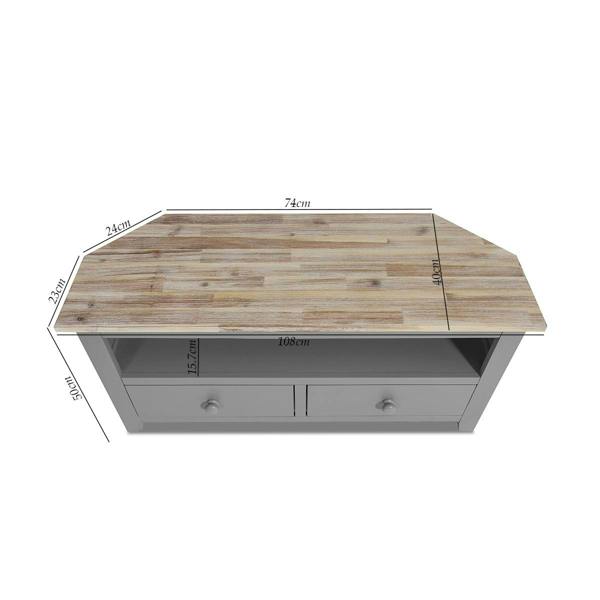 Statement Furniture Florence Wooden Corner TV Unit With 2 Drawers and Shelf