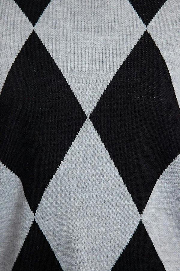 WOVCOR Patterned Crew Neck Knit Sweater