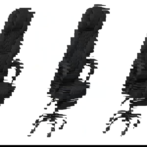 Levede Office Chair with Footrest Linen Fabric High Back Swivel 135° Reclining