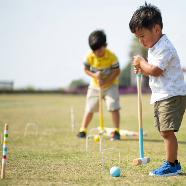 Bigjigs Toys Garden Croquet Set - Complete With 4 Wooden Mallets, 4 Balls & A Storage Bag