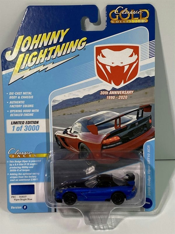 2008 dodge viper srt10 arc viper bright blue 1:64 johnny lightning jlcg021b