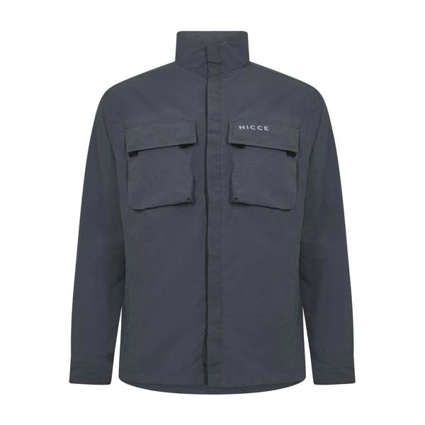 Nicce Mens Statlo Nylon Overshirt - Coal - 