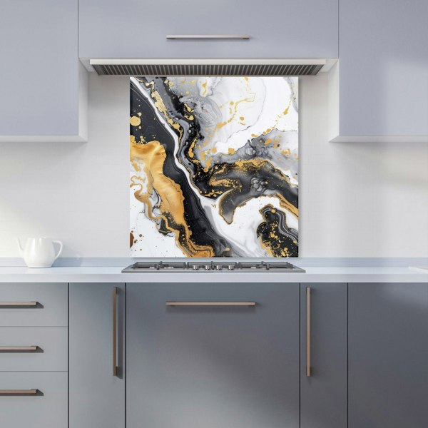 Warren Reed - Designer Gold White And Black Marble Effect Kitchen Splashback