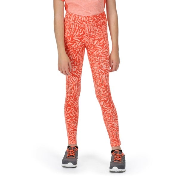 Regatta Girls Atkin II Animal Print Leggings - Neon Peach