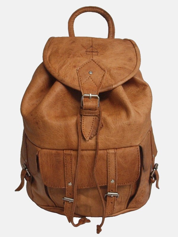 Berber Leather The Larache Large Rucksack in Tan