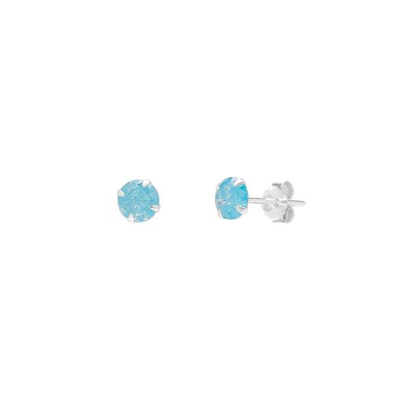 Spero London Sterling Silver Glittering Blue Stud Earring