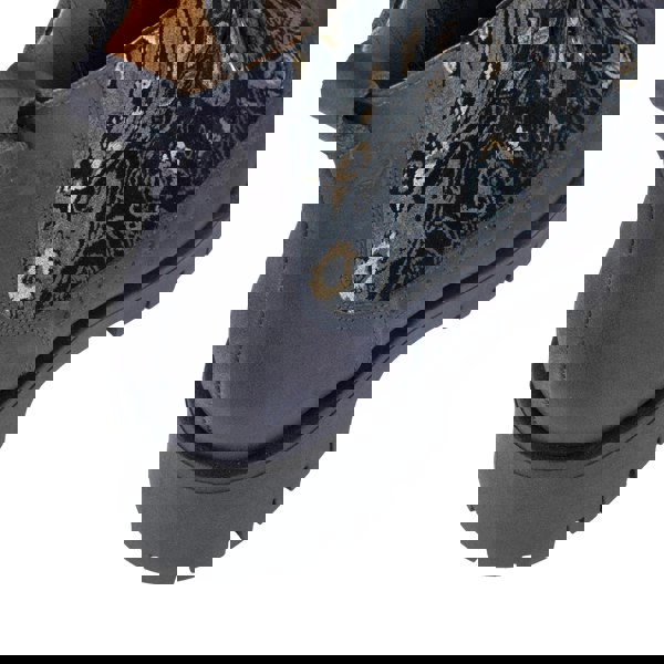 Embassy London Hatter Platform - Matt Blue & Grey & Gold - Women's Leather ankle Lace-up Boot with chunky cleated sole