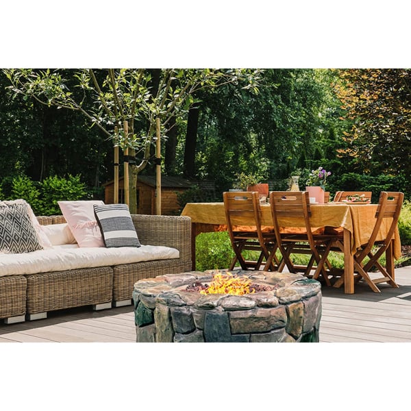 Centurion Supports Fireology KALUYA Bronze Lavish Garden and Patio Gas Fire Pit with Eco-Stone Finish - Fully Assembled