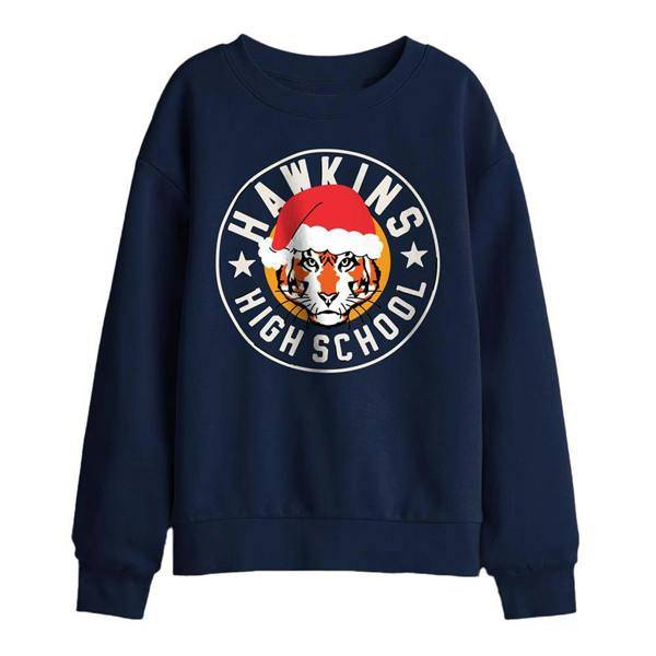 Stranger Things Childrens/Kids Hawkins Badge Christmas Sweatshirt - Navy
