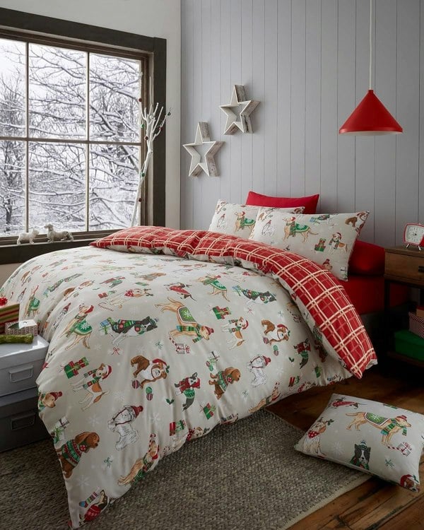 Portfolio Home Christmas Dogs Duvet Cover Set