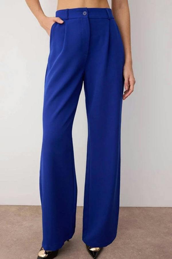 Hoxton Gal High-Waist Wide-Leg Pleated Woven Trousers