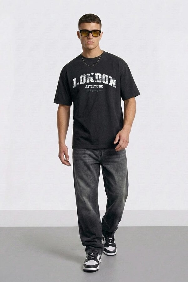 London Attitude Fearless Street Culture Oversized Heavyweight Graphic T-Shirt