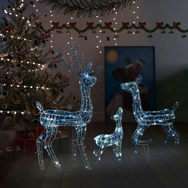 Berkfield Acrylic Reindeer Family Christmas Decoration 300 LED Cold White