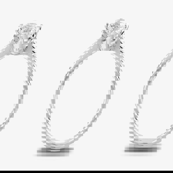 Starbright Silver 5.5mm Four Claw Twist Round Cubic Zirconia Ring R6028(5.5M) 3A