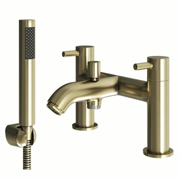 Flode Kumla | Bath Shower Mixer | Including Handset and Holder | Brushed Brass