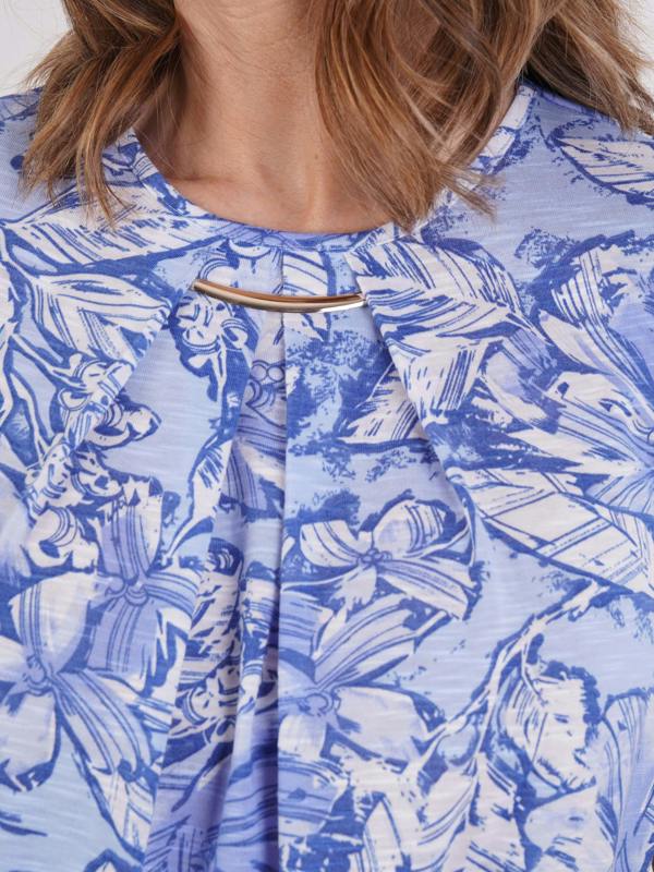 TIGI Pleat Neckline Tropical Print Top