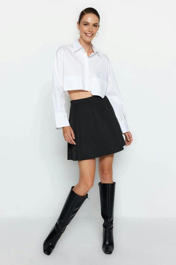 WOVCOR Skater Mini Flounce Knit Skirt