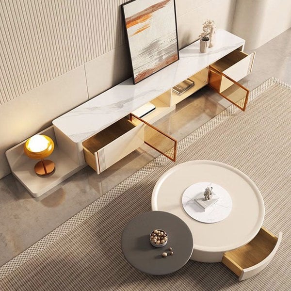 Cenhelm Nesting Coffee Table Set, Cream And Black-Rit Concept-Rit Concept