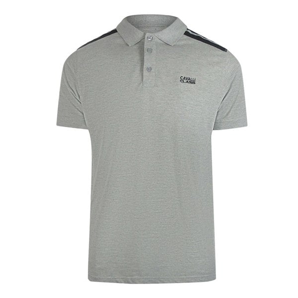 Cavalli Class Taped Shoulders Grey Polo Shirt