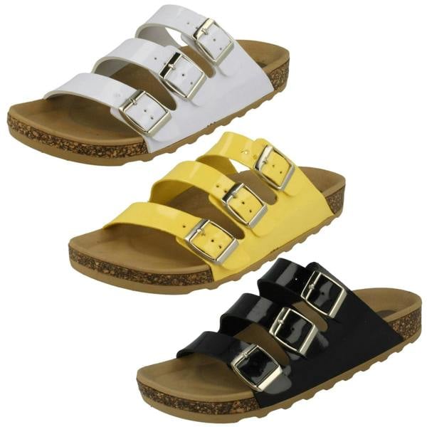 Spot On Ladies Spot On Three Buckle Mules