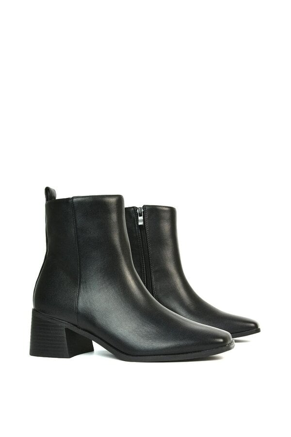 XY LONDON Square Toe Low Heel Ankle Booties With Block Heel