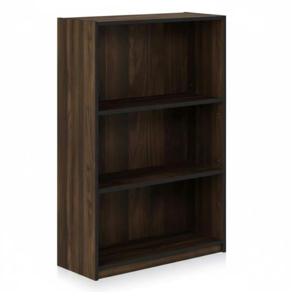 WALPLUS JAYA Simple Home 3-Tier Adjustable Shelf Bookcase, Columbia Walnut | Luxury Wall Decor for Living Room & Bedroom
