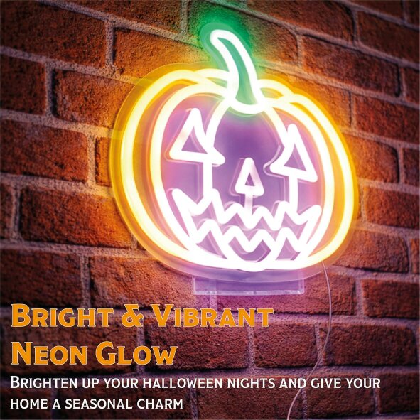 Scotts of Stow Fxlab Halloween Pumpkin Silhouette Neon Light Indoor USB Decoration