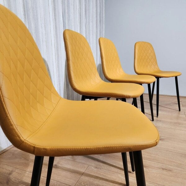 Kosy Koala Dining Chairs Set of 4 Mustard Leather Kitchen Chairs